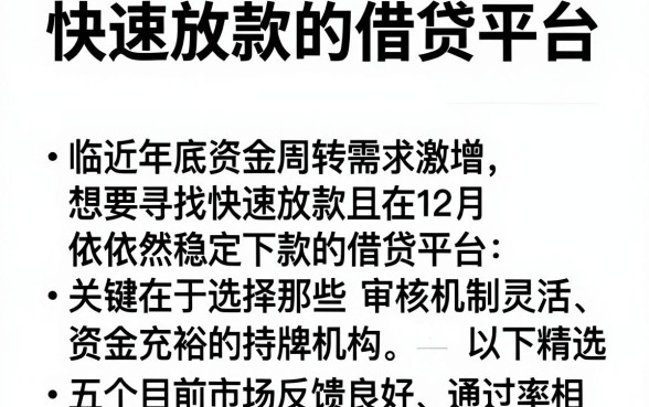 快速放款的借贷平台,汇整五个12月能贷款的软件