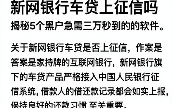 新网银行车贷上征信吗,揭秘5个黑户急需三万秒到的的软件