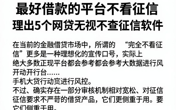 最好借款的平台不看征信，理出5个网贷无视不查征信软件