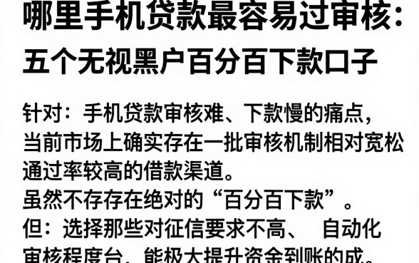 哪里手机贷款最容易过审核,概览五个无视黑户百分百下款口子