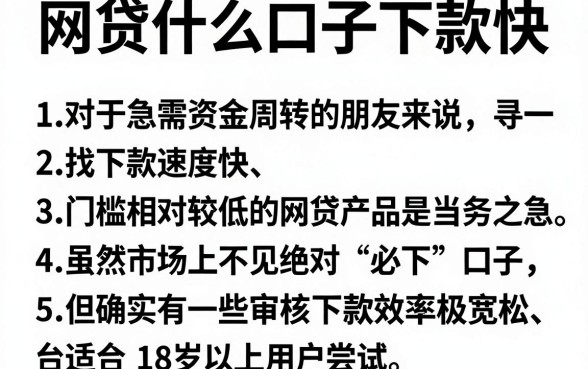网贷什么口子下款快,概括五个18岁必下款的网贷软件
