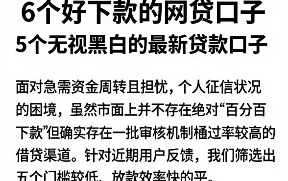 6个好下款的网贷口子，归纳5个无视黑白的最新贷款口子