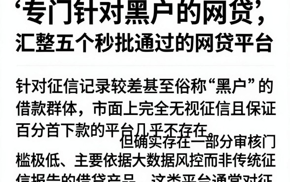 专门针对黑户的网贷,汇整五个秒批通过的网贷平台