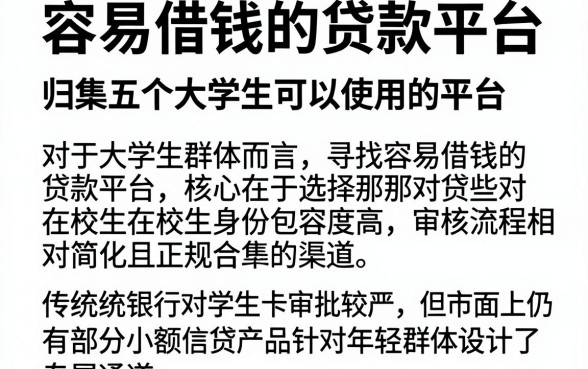 容易借钱的贷款平台,归集五个大学生可以使用的平台