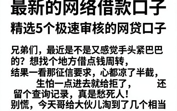 最新的网络借款口子，精选5个极速审核的网贷口子