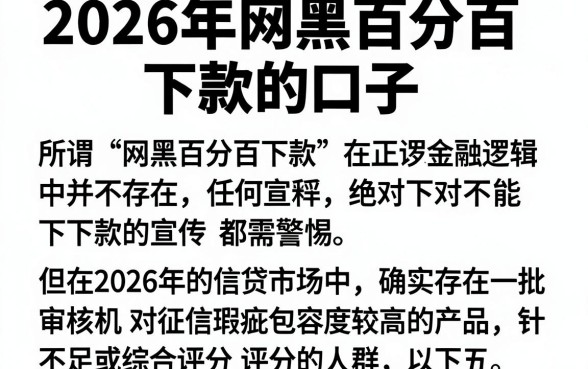 2026年网黑百分百下款的口子,遴选5个综合评分不足有负债都能下款口子