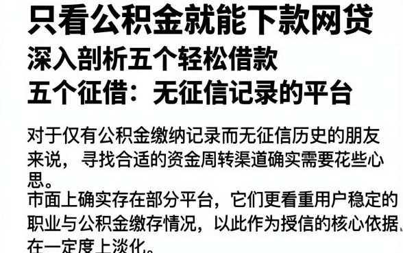 只看公积金就能下款网贷，深入剖析五个轻松借款无征信记录的平台
