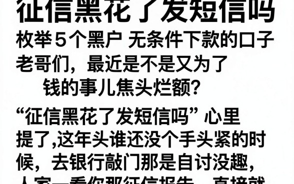 征信黑花了发短信吗,枚举5个黑户无条件下款的口子
