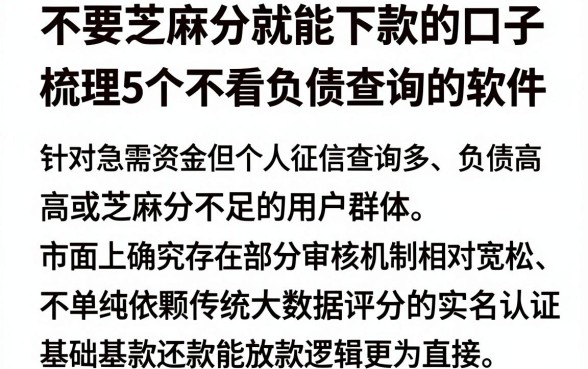 不要芝麻分就能下款的口子，梳理5个不看负债查询的软件