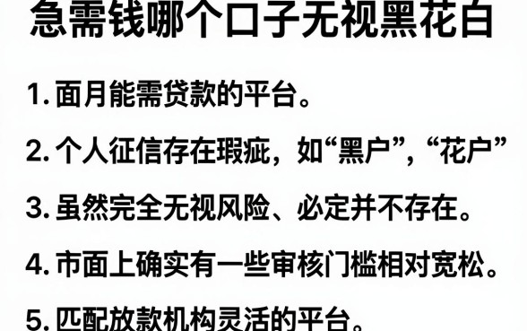 急需钱哪个口子无视黑花白,条列5个11月能贷款的平台