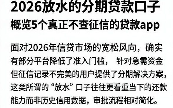 2026放水的分期贷款口子，概览5个真正不查征信的贷款app