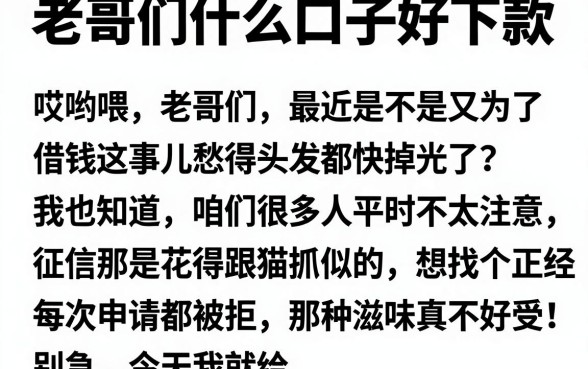 老哥们什么口子好下款,细致阐述五个贷款不上诚信平台的口子