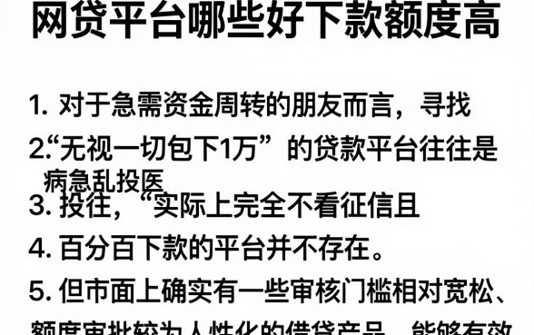 网贷平台哪些好下款额度高,详尽说明5个无视一切包下1万的贷款