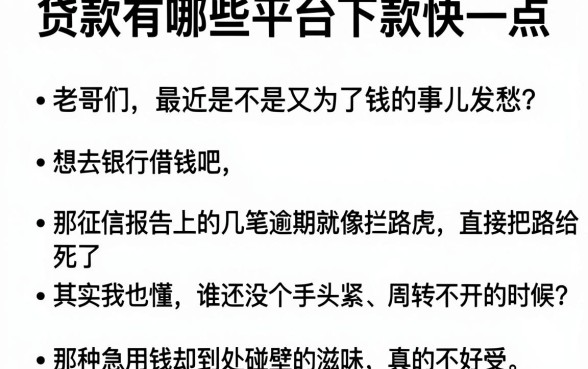 贷款有哪些平台下款快一点,规整五个手机身份证秒借现金的平台