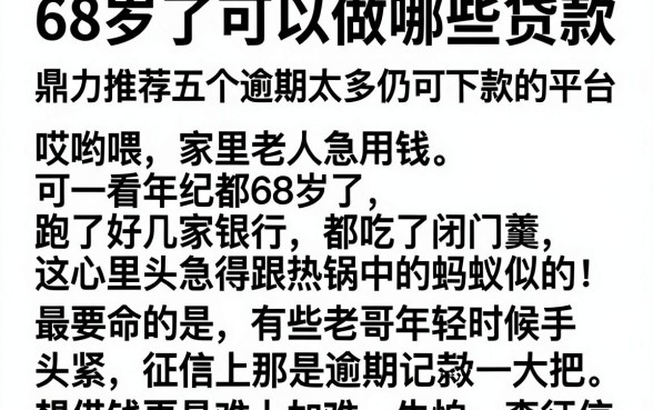 68岁了可以做哪些贷款,鼎力推荐五个逾期太多仍可下款的平台
