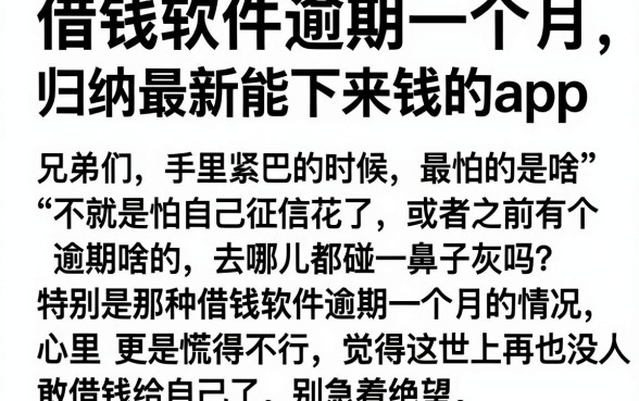 借钱软件逾期一个月，归纳五个最新能下来钱的app