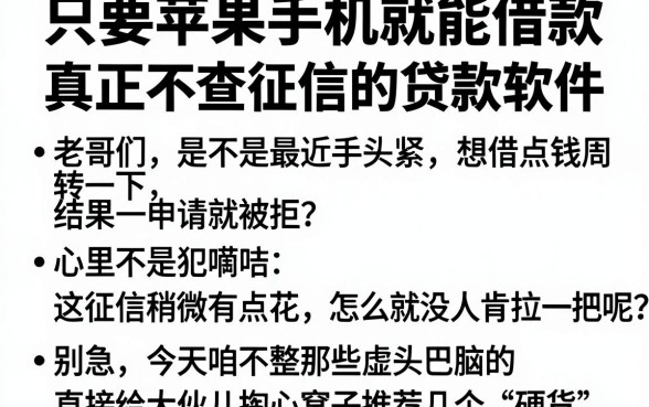 只要苹果手机就能借款,归纳5个真正不查征信的贷款软件