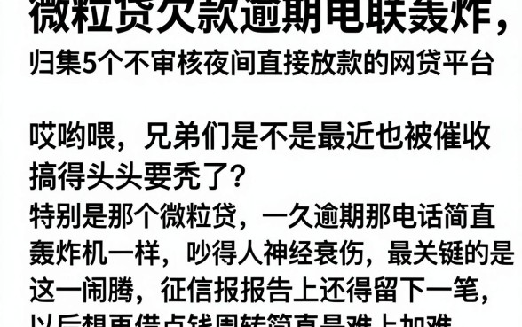 微粒贷欠款逾期电联轰炸,归集5个不审核夜间直接放款的网贷平台
