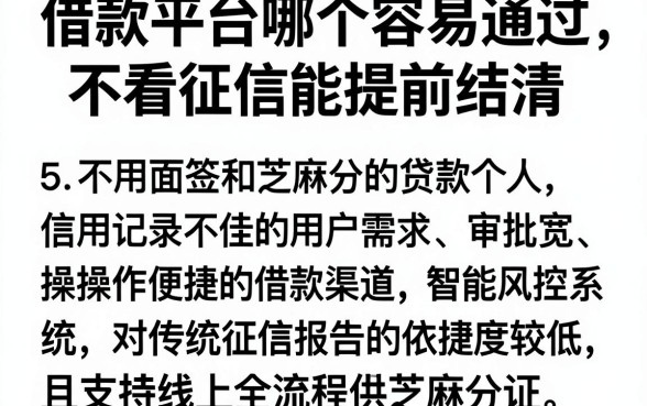 借款平台哪个容易通过不看征信能提前结清,详尽说明5个不用面签和芝麻分的贷款app