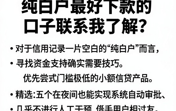 纯白户最好下款的口子联系我了解,整合五个不审核夜间直接放款的网贷口子