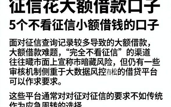征信花大额借款口子，详细阐述5个不看征信小额借钱的口子