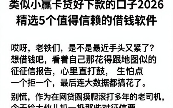 类似小赢卡贷好下款的口子2026,精选5个值得信赖的借钱软件