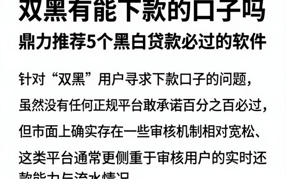 双黑有能下款的口子吗,鼎力推荐5个黑白贷款必过的软件