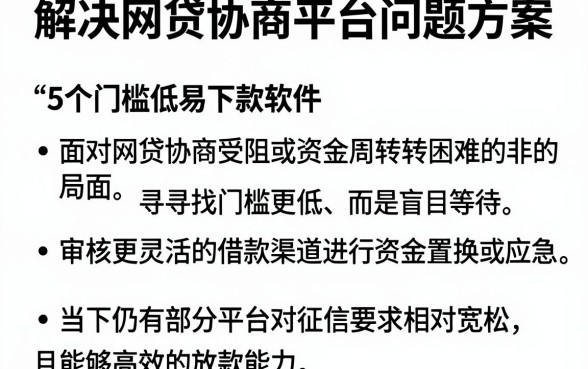 解决网贷协商平台问题方案,细致阐述5个门槛低易下款软件