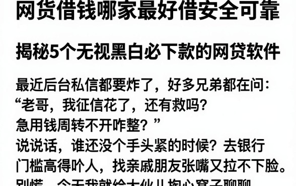 网货借钱哪家最好借安全可靠，揭秘5个无视黑白必下款的网贷软件