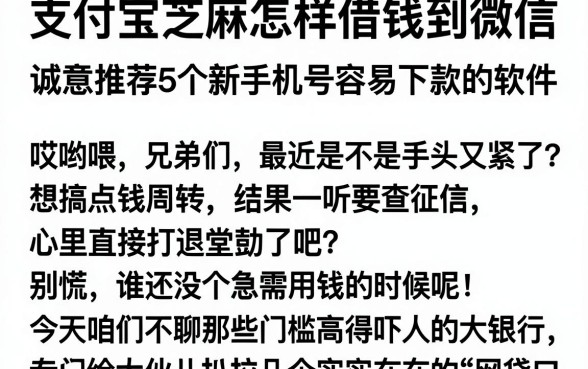 支付宝芝麻怎样借钱到微信,诚意推荐5个新手机号容易下款的软件