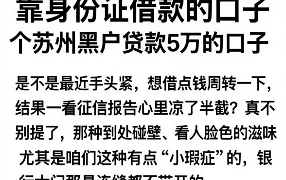 靠身份证借款的口子,理出5个苏州黑户贷款5万的口子