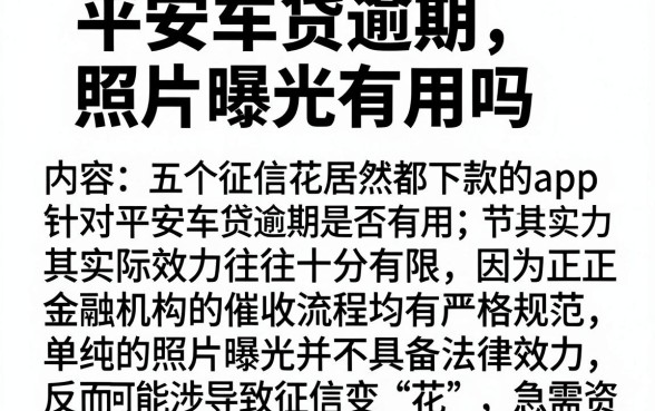 平安车贷逾期照片曝光有用吗,归纳五个征信花居然都下款的app