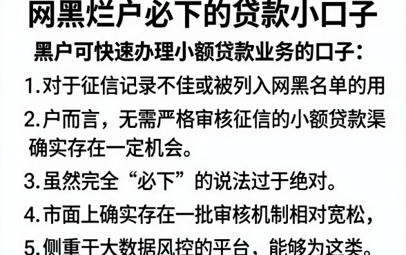 网黑烂户必下的贷款小口子,条列五个黑户可快速办理小额贷款业务的口子