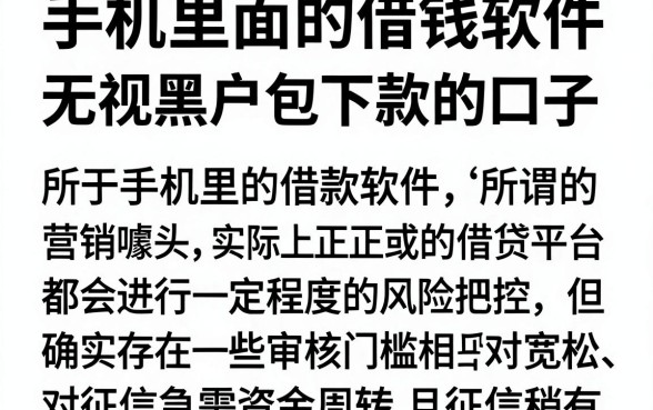 手机里面的借钱软件，概览五个无视黑户包下款的口子