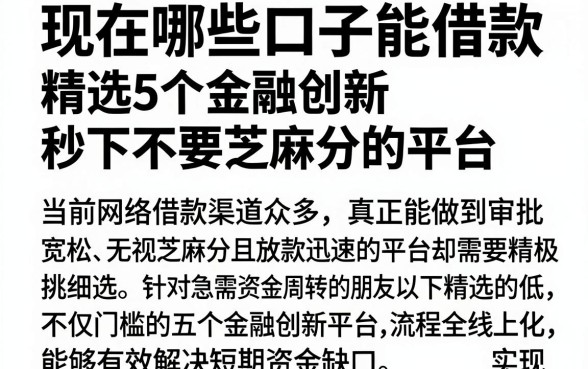 现在哪些口子能借款，精选5个金融创新秒下不要芝麻分的平台