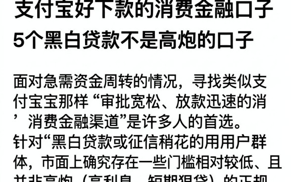 支付宝好下款的消费金融口子,归纳5个黑白贷款不是高炮的口子