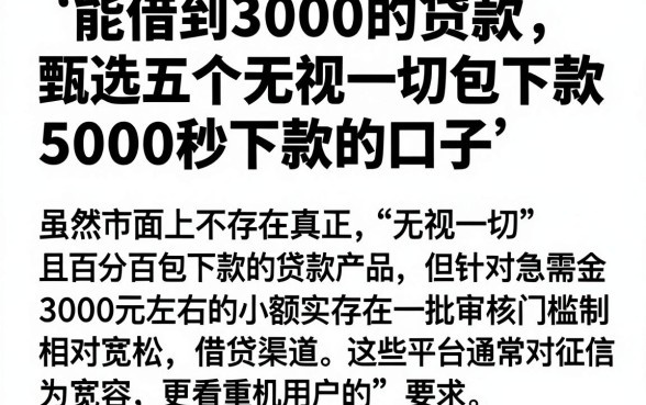 能借到3000的贷款,甄选五个无视一切包下款5000秒下款的口子
