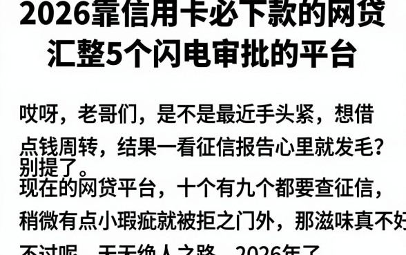 2026靠信用卡必下款的网贷,汇整5个闪电审批的平台