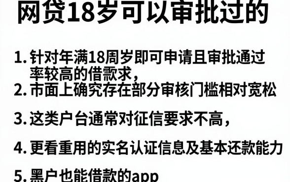 网贷18岁可以审批过的,条列5个黑户也能借款的app