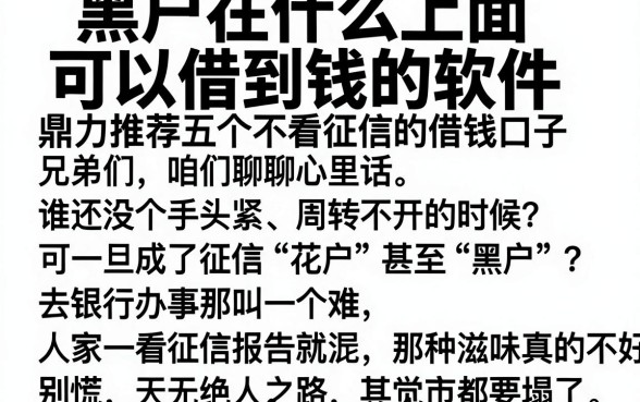 黑户在什么上面可以借到钱的软件,鼎力推荐五个不看征信的借钱口子