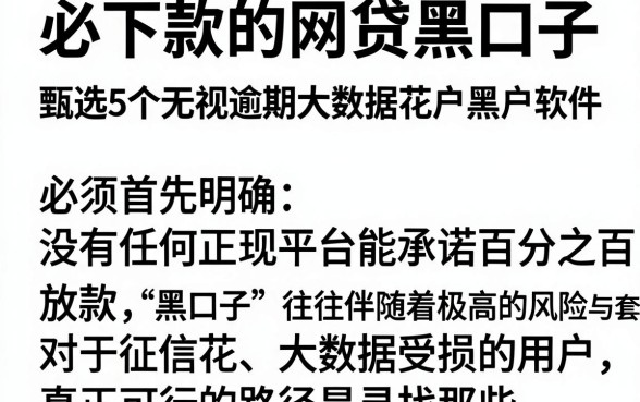 必下款的网贷黑口子,甄选5个无视逾期大数据花户黑户软件