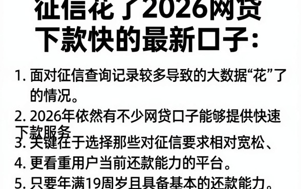 征信花了2026网贷下款快的最新口子，罗列5个满19岁可以借款的app