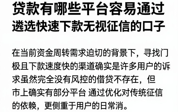 贷款有哪些平台容易通过,遴选五个快速下款无视征信的口子