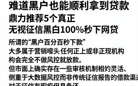 难道黑户也能顺利拿到贷款,鼎力推荐5个真正无视征信黑白100%秒下网贷
