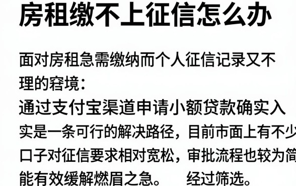 房租缴不上征信怎么办,概览五个手机支付宝小额贷款的软件