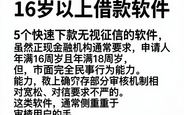 16岁以上借款软件,详尽说明5个快速下款无视征信的软件