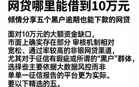 网贷哪里能借到10万元,倾情分享五个黑户逾期也能下款的网贷