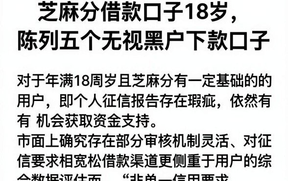 芝麻分借款口子18岁，陈列五个无视黑户下款口子