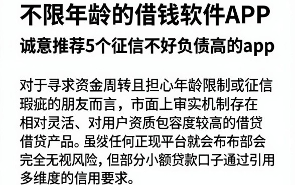 不限年龄的借钱软件APP,诚意推荐5个征信不好负债高的app