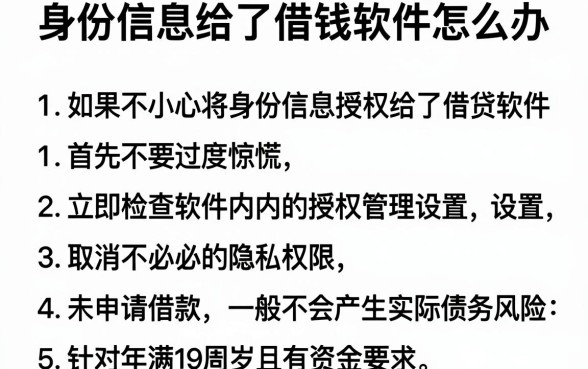 身份信息给了借钱软件怎么办,概括五个满19岁可以借款的平台